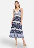 Yumi Navy Viscose Paisley Print Midi Sun Dress - 14 Image 1
