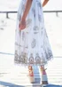 Yumi Ivory Foil Print Midi Sun Dress With Lace Trims - 10 Image 3