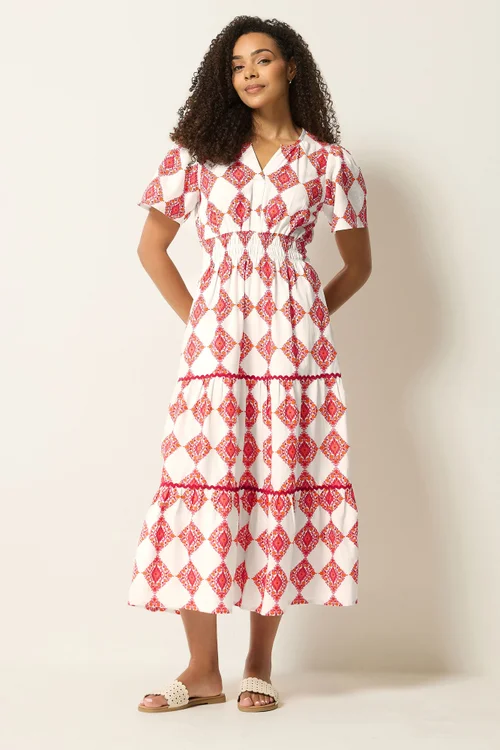 M&Co Ivory White Abstract Tile Print Maxi Dress - 12 Image 1