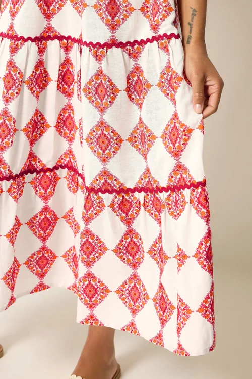 M&Co Ivory White Abstract Tile Print Maxi Dress - 12 Image 4