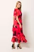 Star By Julien Macdonald Red Blurred Floral Tiered Wrap Dress - 16 Image 3