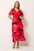 Star By Julien Macdonald Red Blurred Floral Tiered Wrap Dress - 16 Image 2