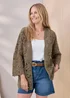 Cotton Traders Mid Khaki Crochet Cardigan - 14-16 Image 2