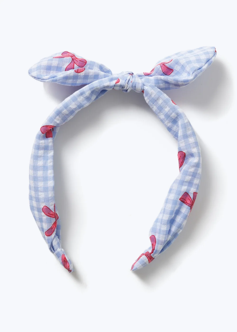 Flitzy Girls Blue Bow Print Gingham Aliceband - One Size Image 2