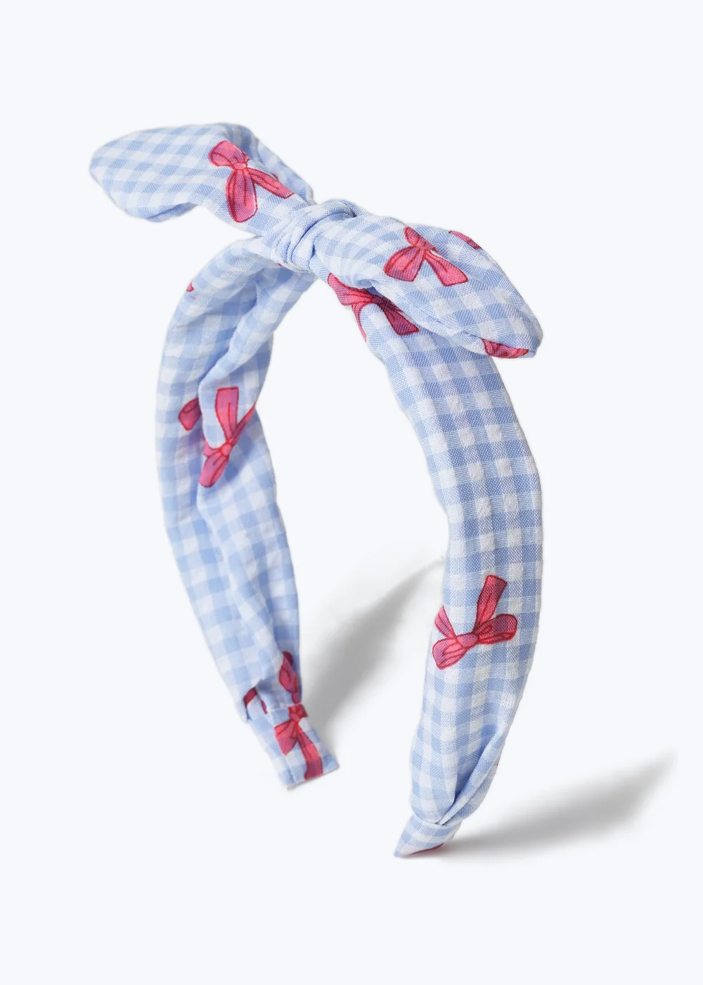 Flitzy Girls Blue Bow Print Gingham Aliceband - One Size Image 1