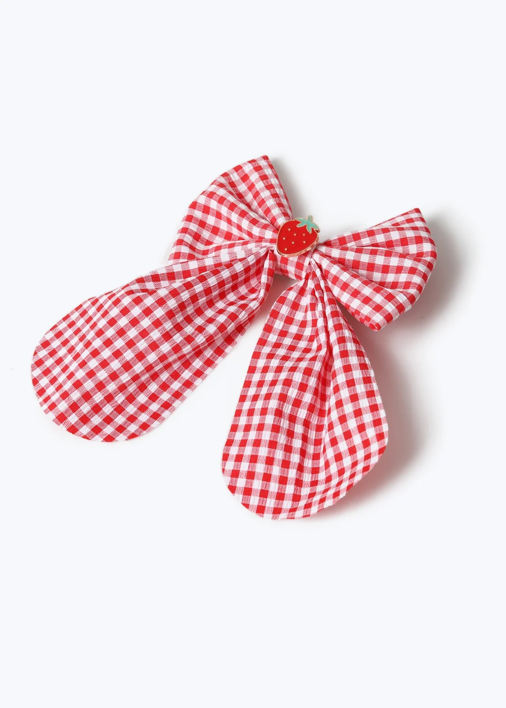 Flitzy Red Gingham Strawberry Charm Bow Clip - One Size Image 1