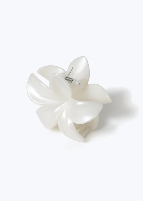 Muse White Pearlescent Hibiscus Flower Clip - One Size Image 2
