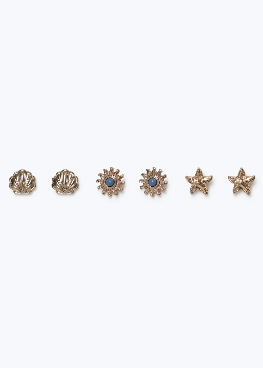 Muse 3 Pack Gold Shell And Starfish Earrings - One Size Image 1