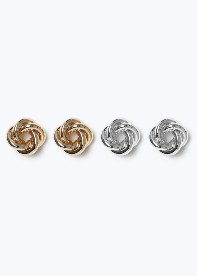 Muse 2 Pack Gold Knot Stud Earrings