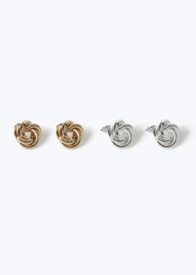 Muse 2 Pack Gold Knot Stud Earrings