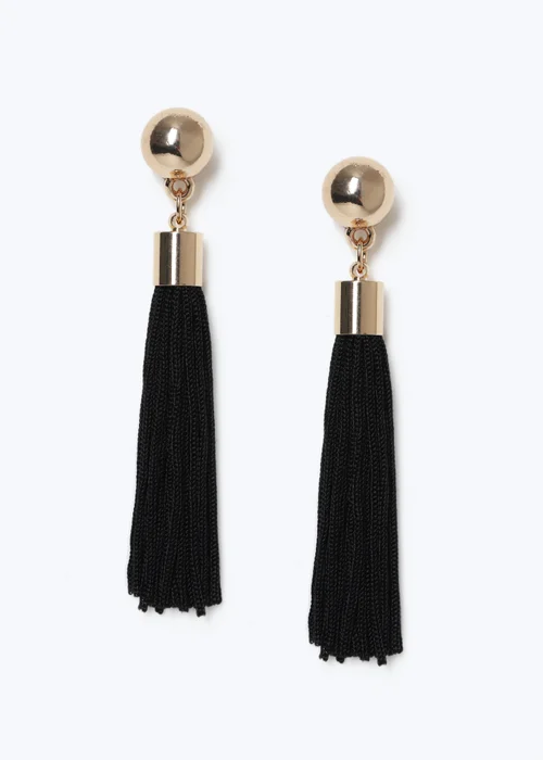 Muse Black Tassel Drop Earrings - One Size Image 1