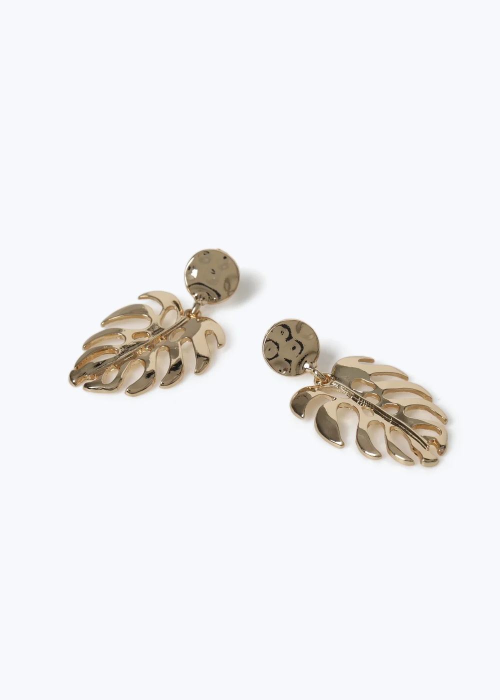 Muse Gold Statement Palm Leaf Earrings - One Size Image 2