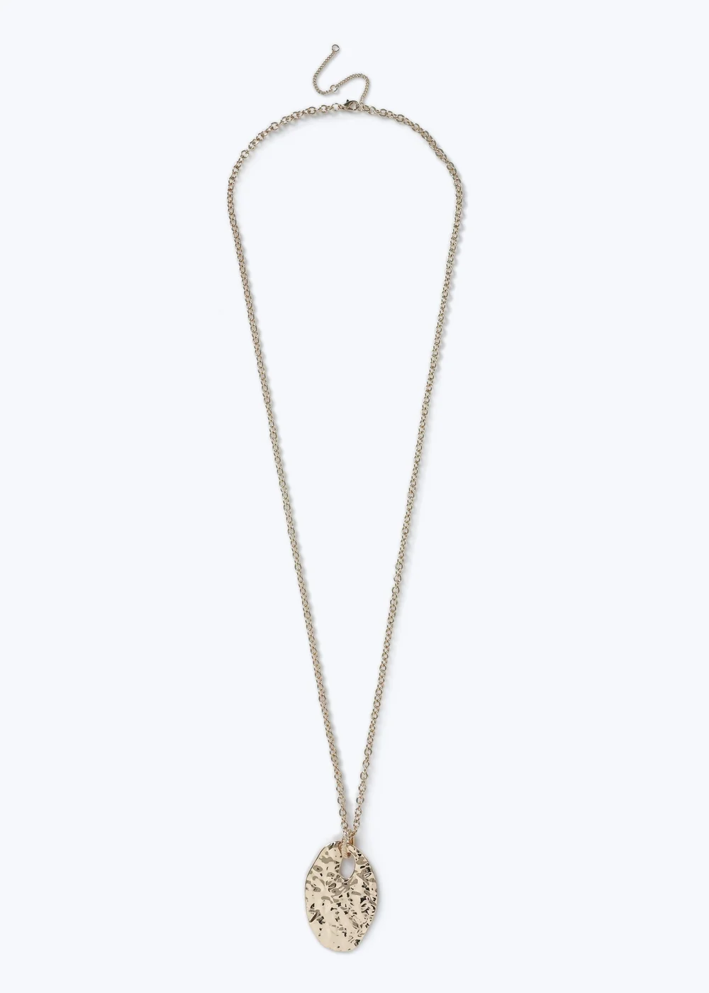 Muse Gold Hammered Disc Long Pendant Necklace - One Size Image 1