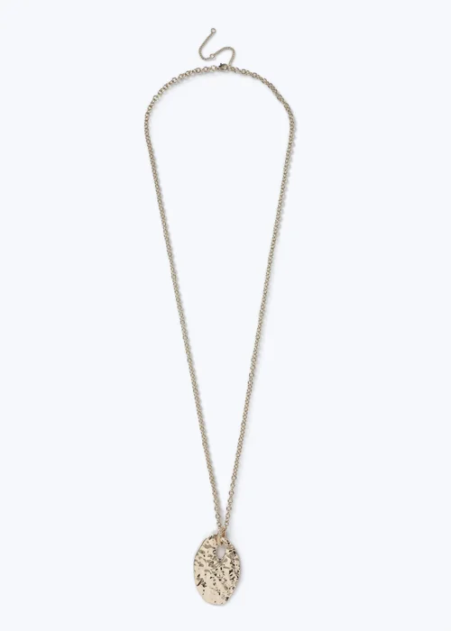 Muse Gold Hammered Disc Long Pendant Necklace - One Size Image 1