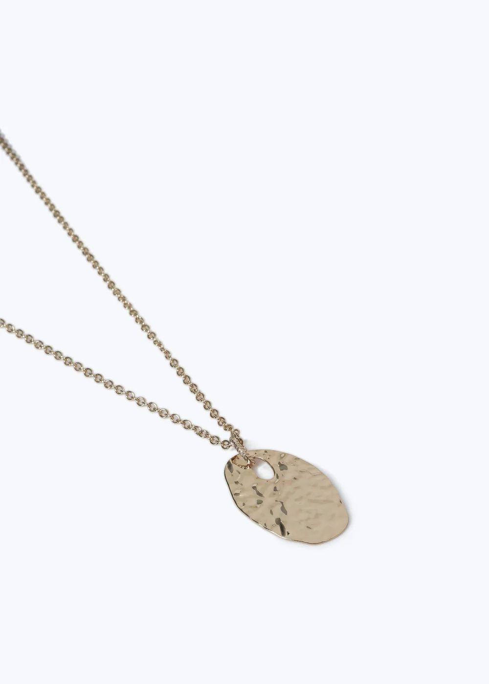 Muse Gold Hammered Disc Long Pendant Necklace - One Size Image 2
