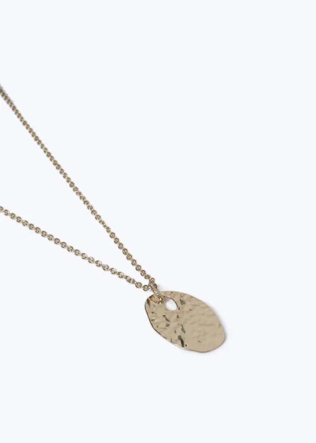 Muse Gold Hammered Disc Long Pendant Necklace