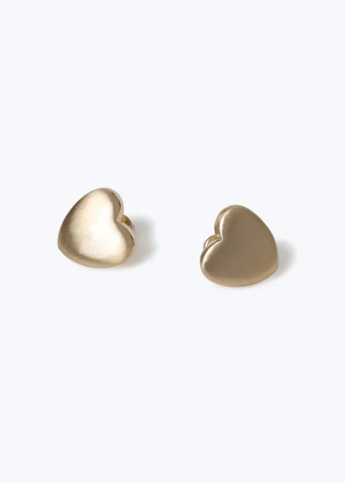 Muse Gold Brushed Heart Stud Earring - One Size Image 2