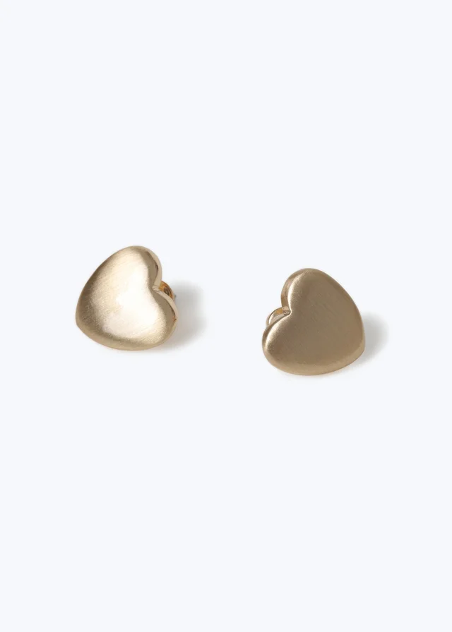 Muse Gold Brushed Heart Stud Earring