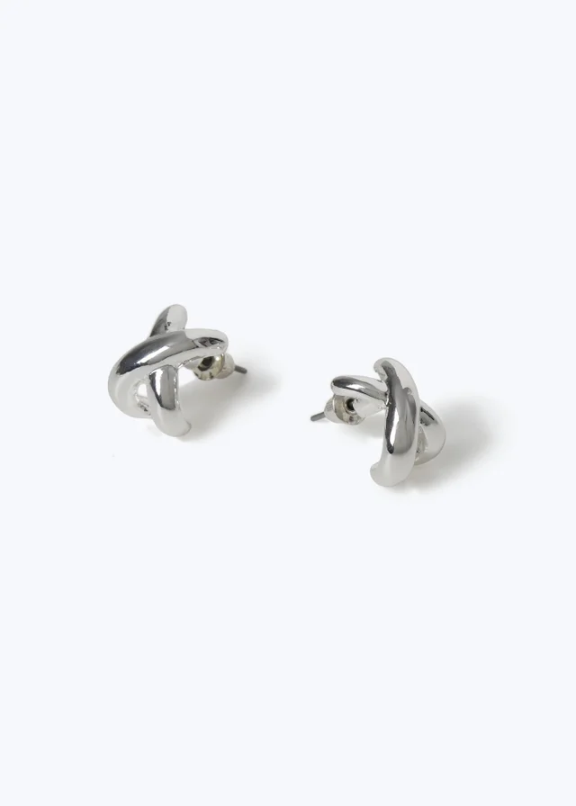 Muse Silver Cross Stud Earrings
