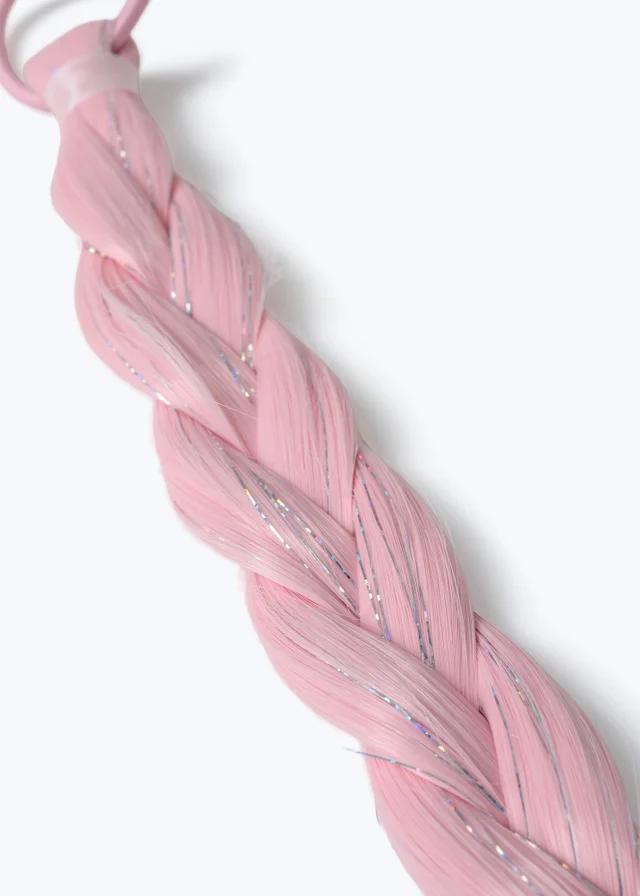 Flitzy Pink Braid Fake Hair Pink