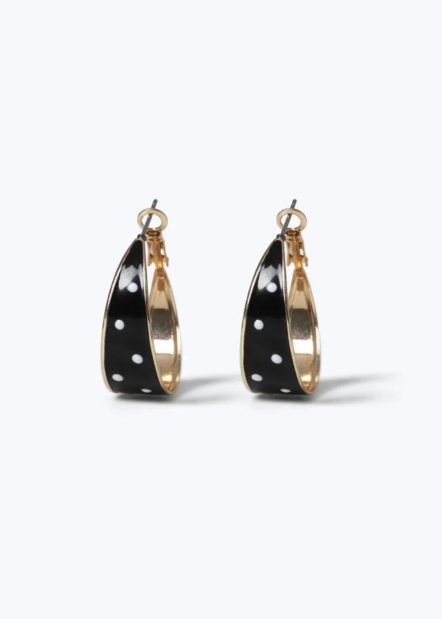 Muse Black Polka Dot Hoop Earrings