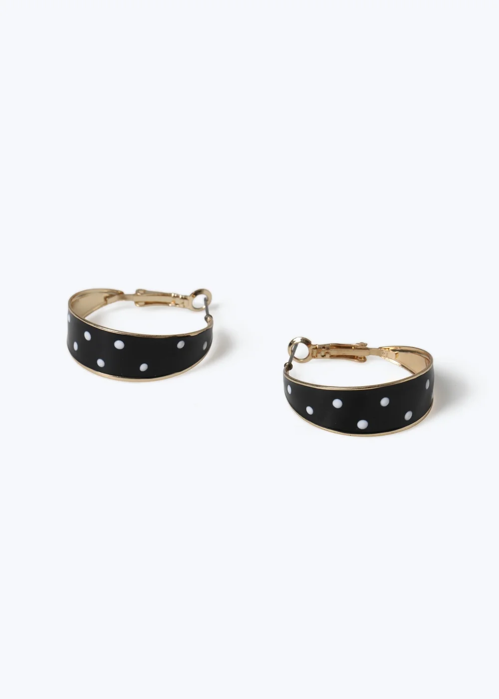 Muse Black Polka Dot Hoop Earrings - One Size Image 2