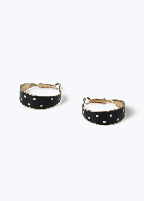 Muse Black Polka Dot Hoop Earrings - One Size Image 2