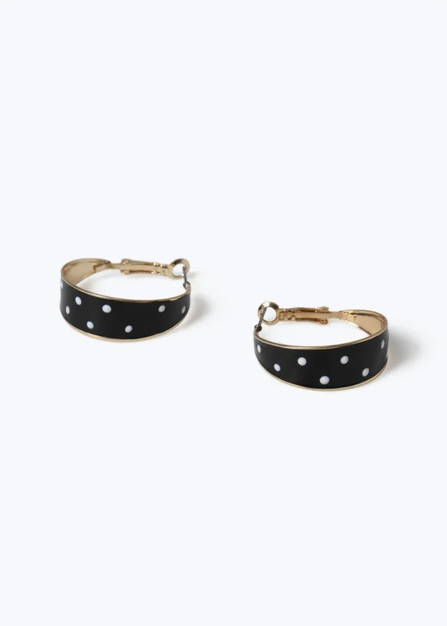 Muse Black Polka Dot Hoop Earrings