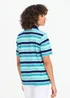 Cotton Traders Aqua Short Sleeve Stripe Polo Aqua Marine - S Image 2