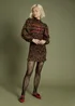Neon Rose Brown Shirred Bodice Bow Detail Mini Dress - L Image 4