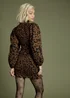 Neon Rose Brown Shirred Bodice Bow Detail Mini Dress - L Image 2