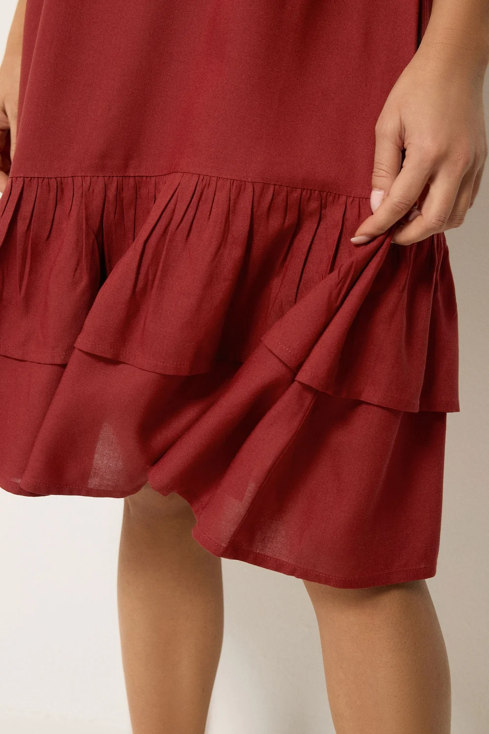 PixieGirl Petite Dark Red Asymmetric Frill Midi Dress - 12 Image 5