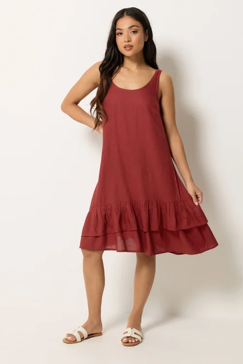 PixieGirl Petite Dark Red Asymmetric Frill Midi Dress - 12 Image 3