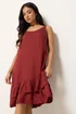 PixieGirl Petite Dark Red Asymmetric Frill Midi Dress - 12 Image 2