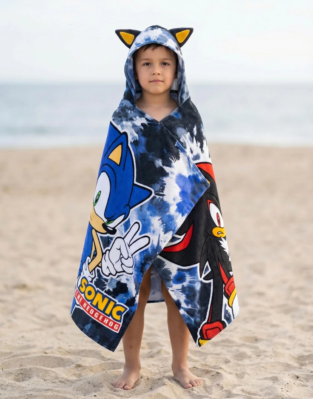 Vanilla Underground Sonic The Hedgehog Boys Black Shadow Poncho Towel (One Size) - One Size Image 3