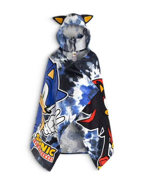 Vanilla Underground Sonic The Hedgehog Boys Black Shadow Poncho Towel (One Size) - One Size Image 1