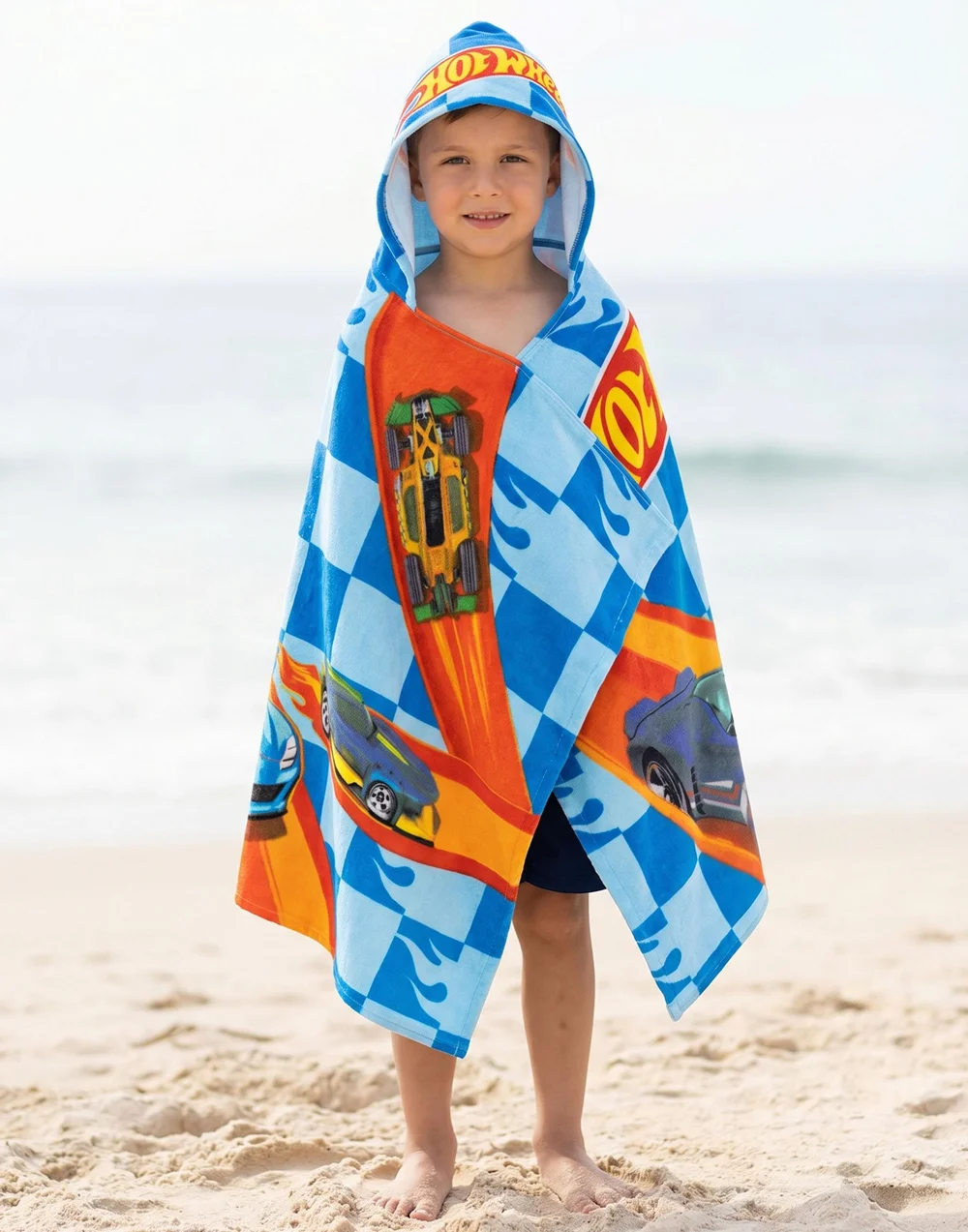 Vanilla Underground Hot Wheels Boys Blue Race Track Poncho Towel (One Size) - One Size Image 3
