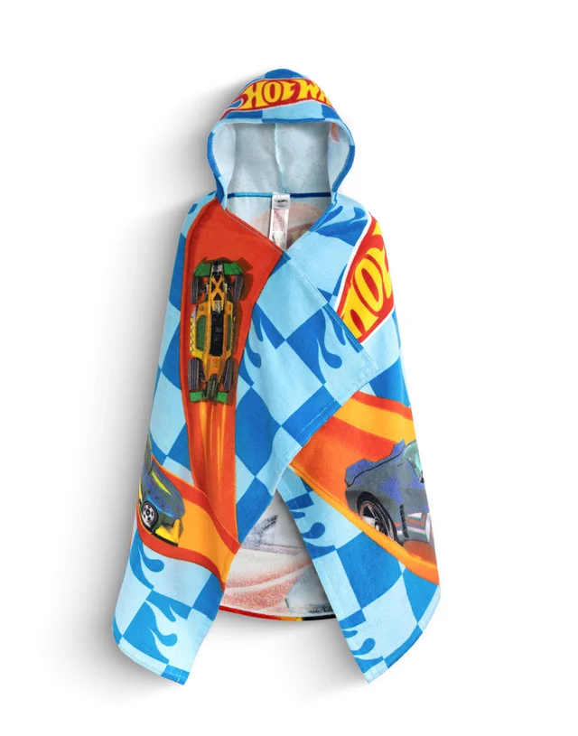 Vanilla Underground Hot Wheels Boys Blue Race Track Poncho Towel (One Size)