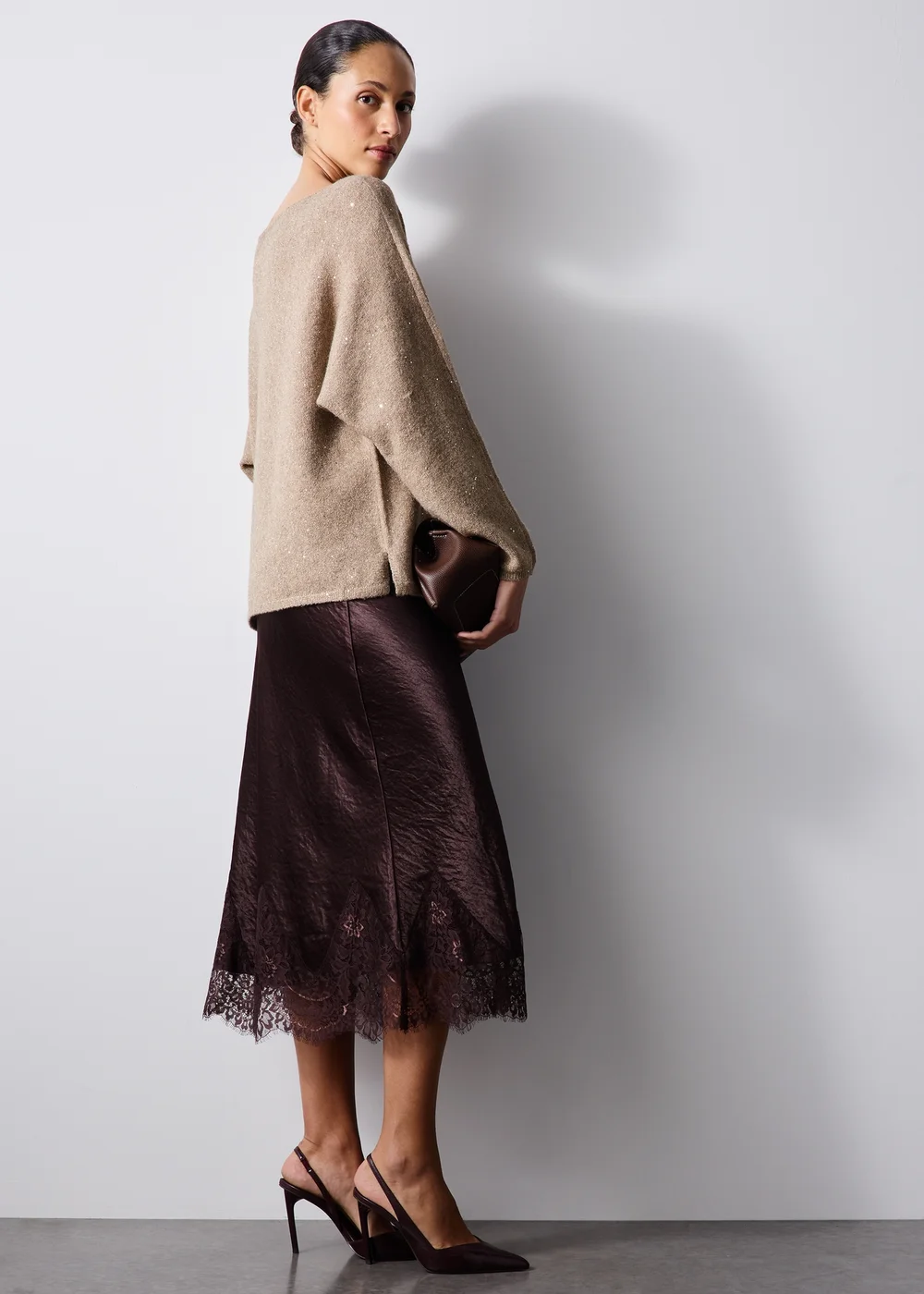Mocha Sequin Yarn Sweatshirt - XS Image 4