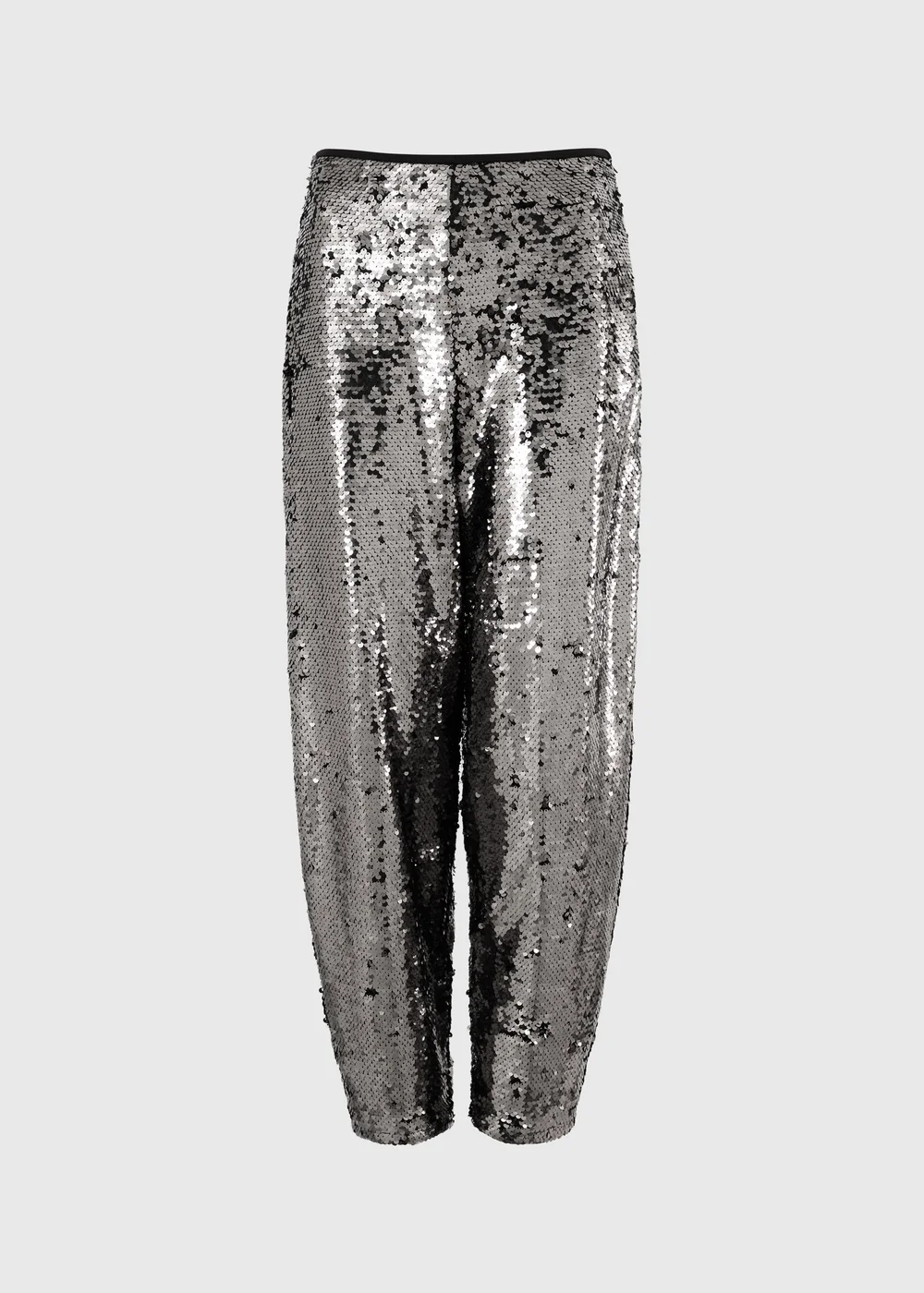 Silver Sequin Straight Leg Co Ord Trousers - 8/L29 Image 1