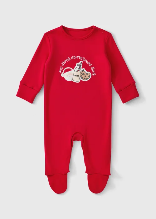 Baby Red My First Christmas Eve Sleepsuit (0-12mths) - First Size Image 1