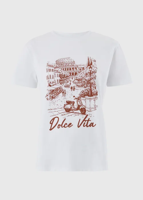 White Dolce Vita Graphic T-Shirt - XS Image 4