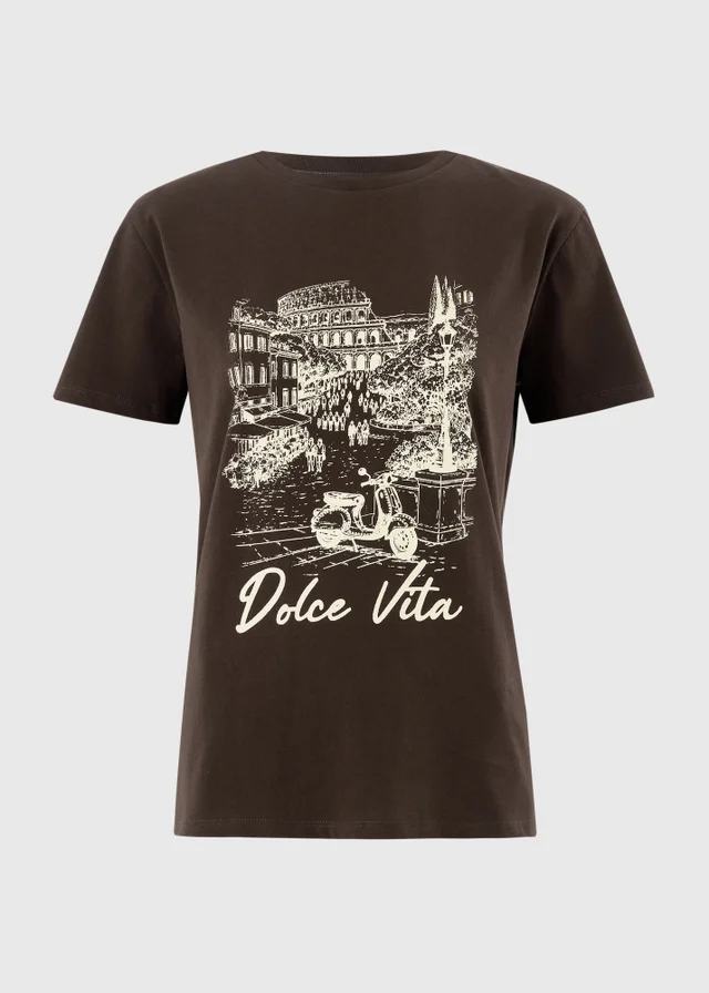 Brown Dolce Vita Graphic T-Shirt