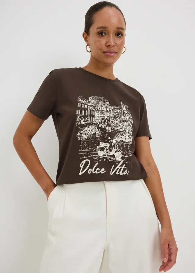 Brown Dolce Vita Graphic T-Shirt