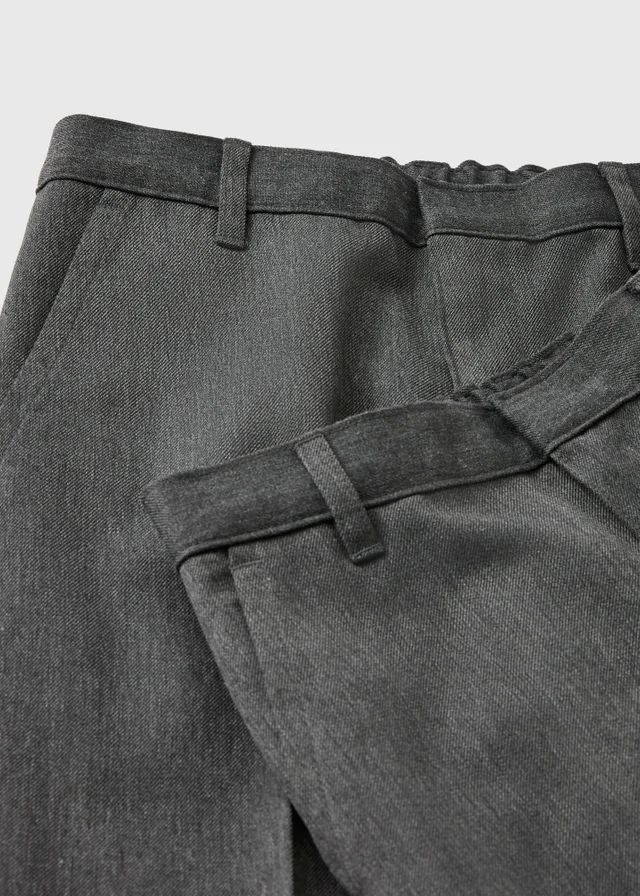 2 Pack Boys Grey Regular Fit Trousers (3-16 Yrs)