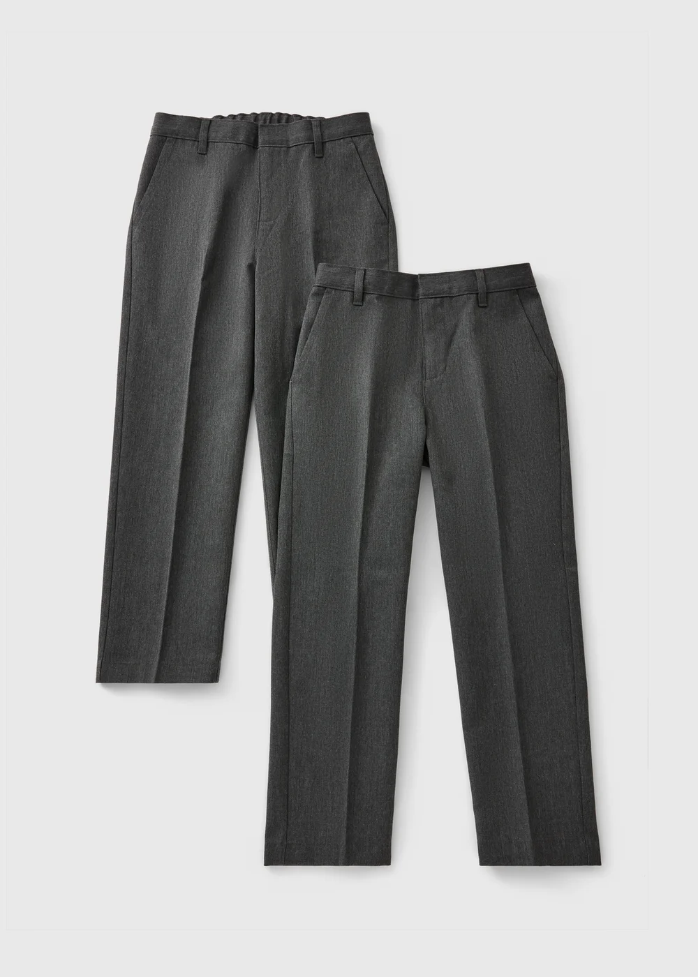 2 Pack Boys Grey Regular Fit Trousers (3-16 Yrs) - Age 5 Years Image 1