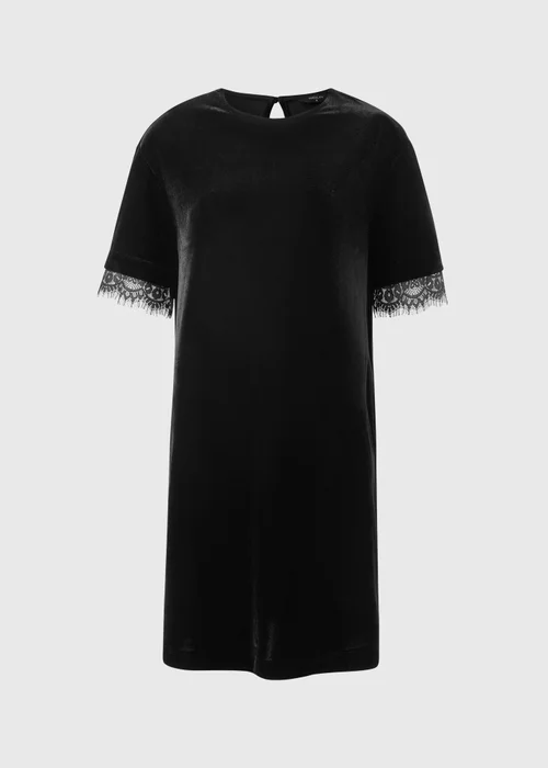 Black Velvet Lace Embellished Dress - 8 Image 5