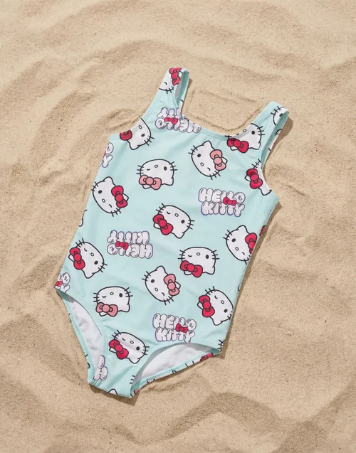Vanilla Underground Hello Kitty Girls Blue Character AOP 1 Piece Swimming Costume (3-14 Years) - 13-14 Yrs Image 2