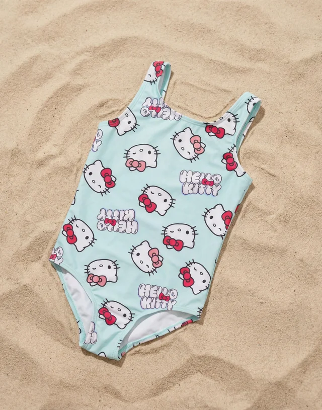 Vanilla Underground Hello Kitty Girls Blue Character AOP 1 Piece Swimming Costume (3-14 Years)