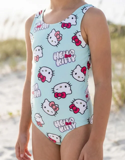 Vanilla Underground Hello Kitty Girls Blue Character AOP 1 Piece Swimming Costume (3-14 Years) - 13-14 Yrs Image 4